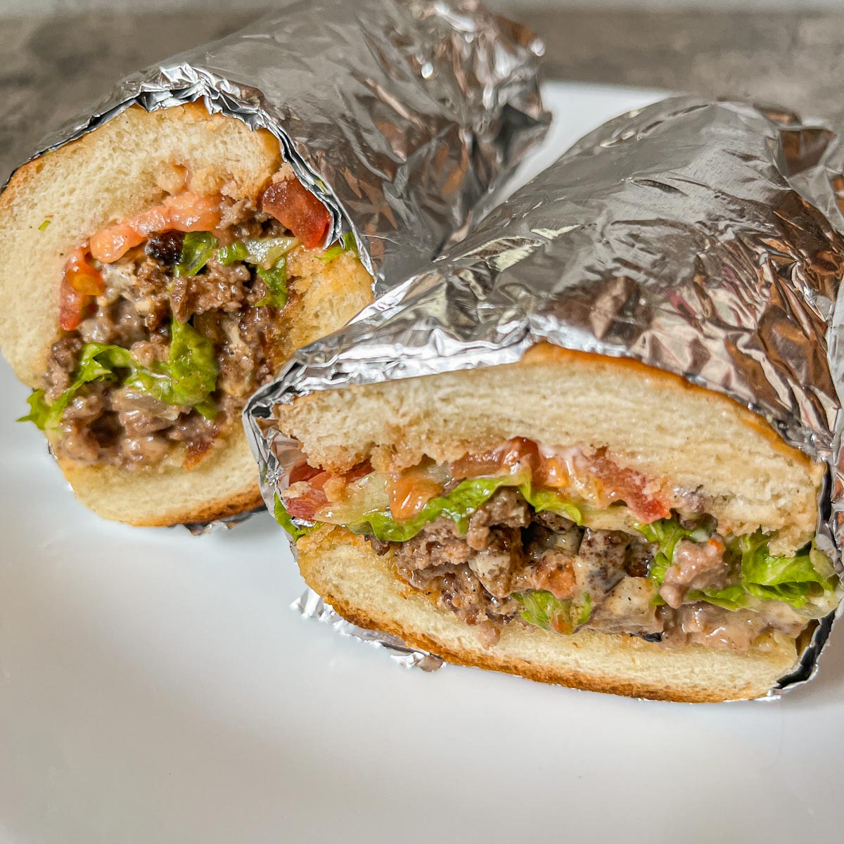 chopped cheese sandwich wrapped in foil