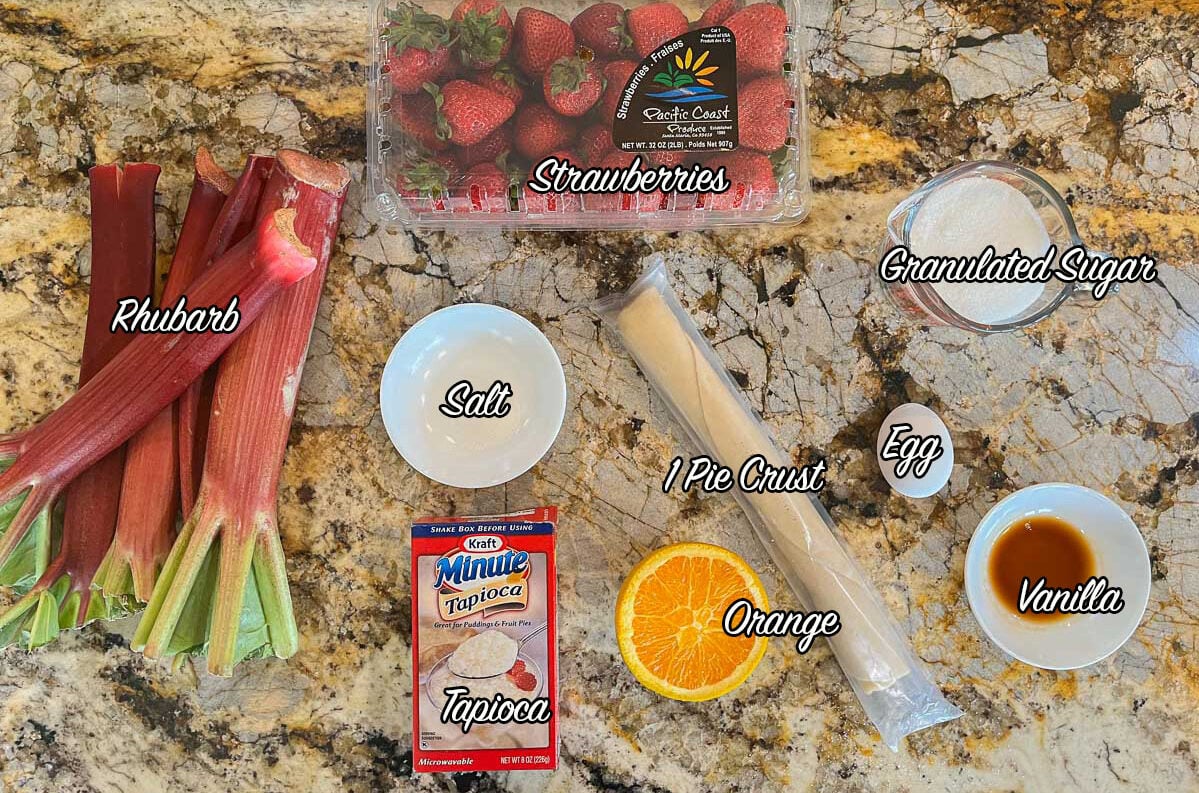 rhubarb strawberry pie ingredients.