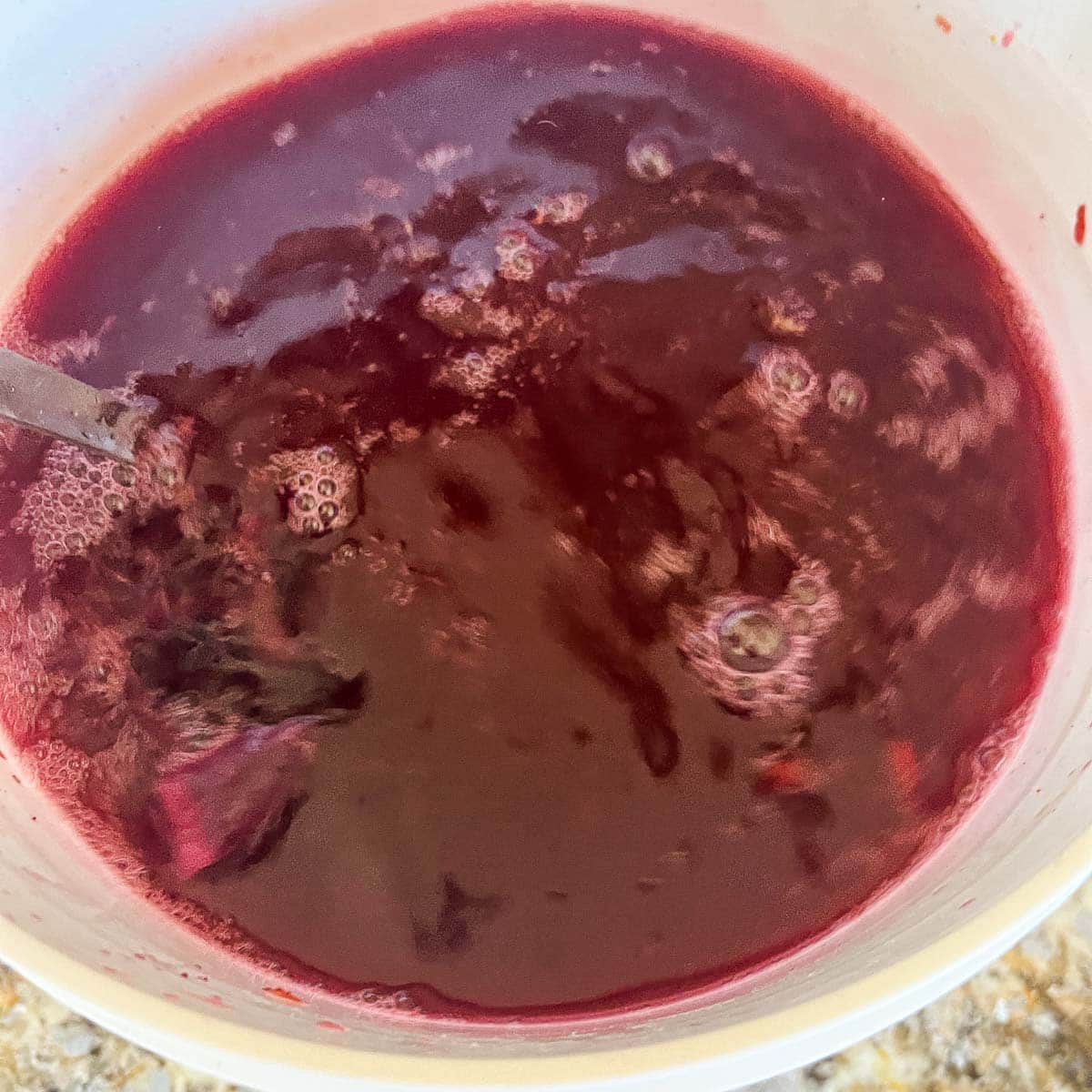 blueberry wine in fermentor bucket