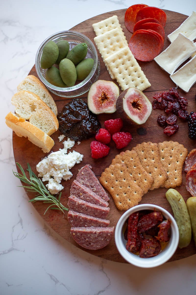 close up of my easy charcuterie board