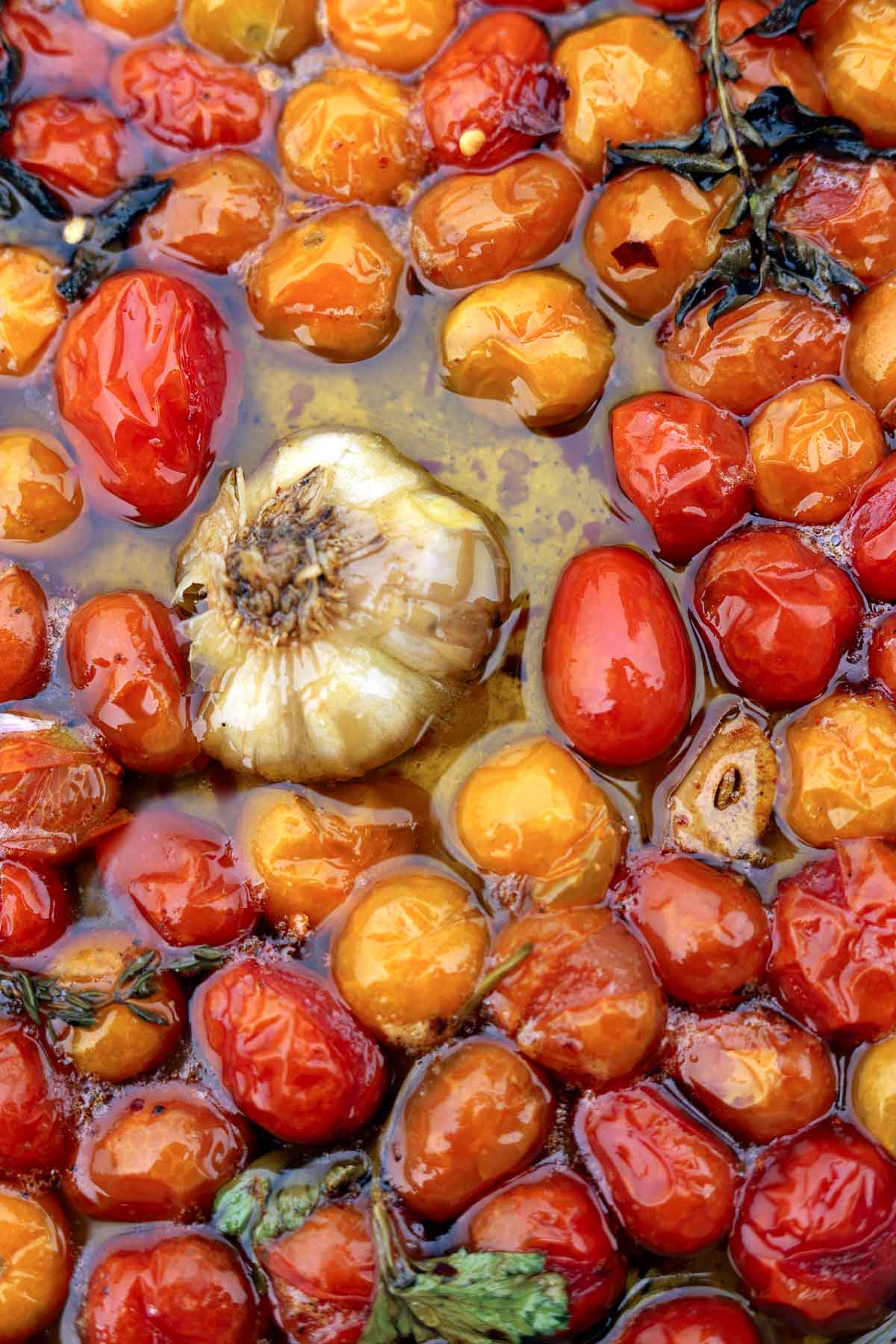cherry tomato confit with garlic and olive oil
