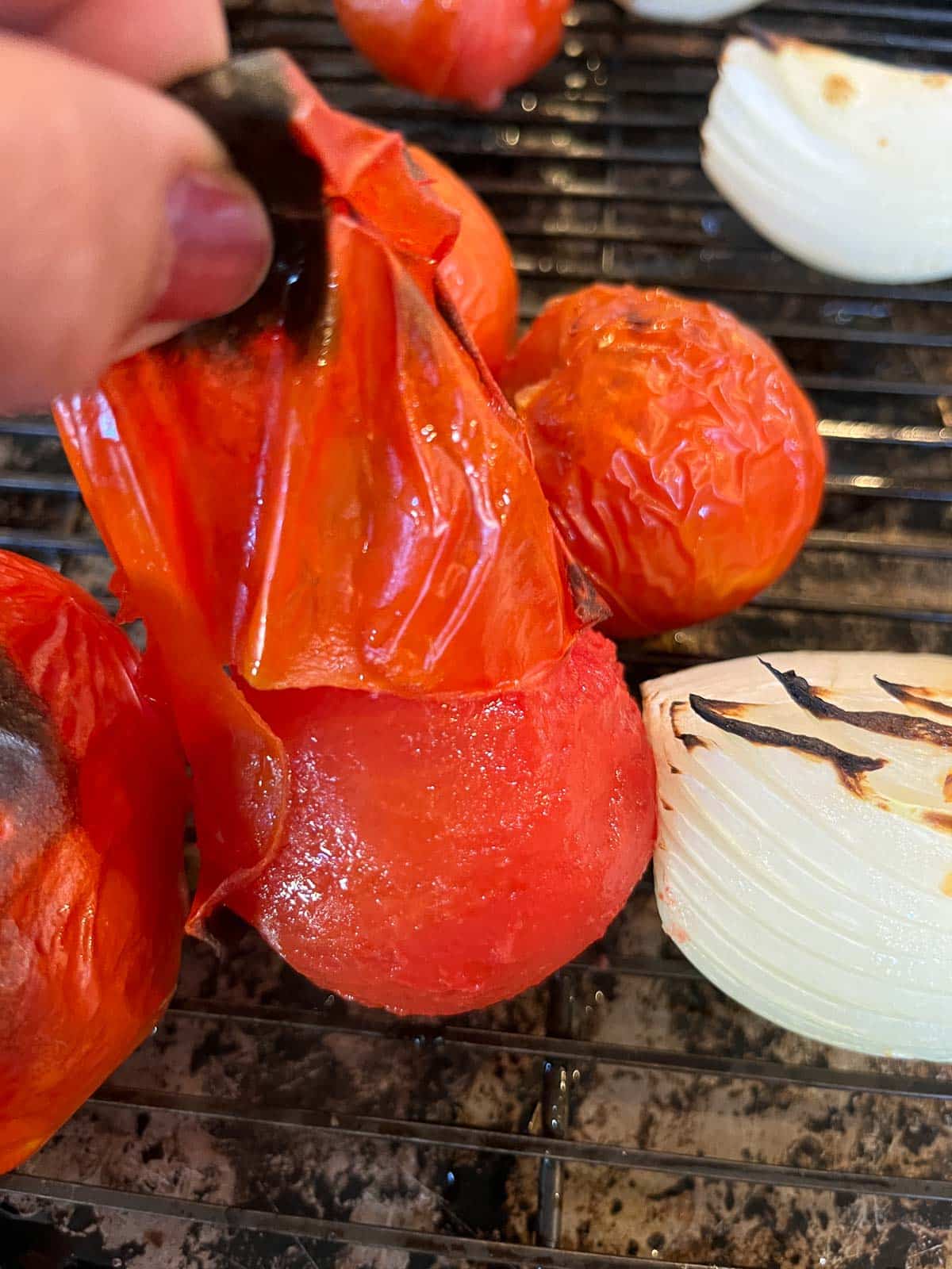 removing peels from tomatoes