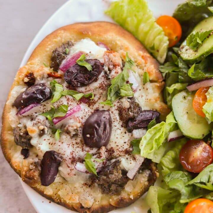 kebab pizza and salad