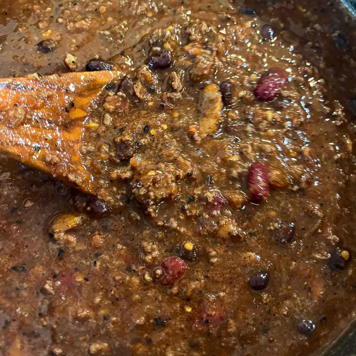 chili being simmered