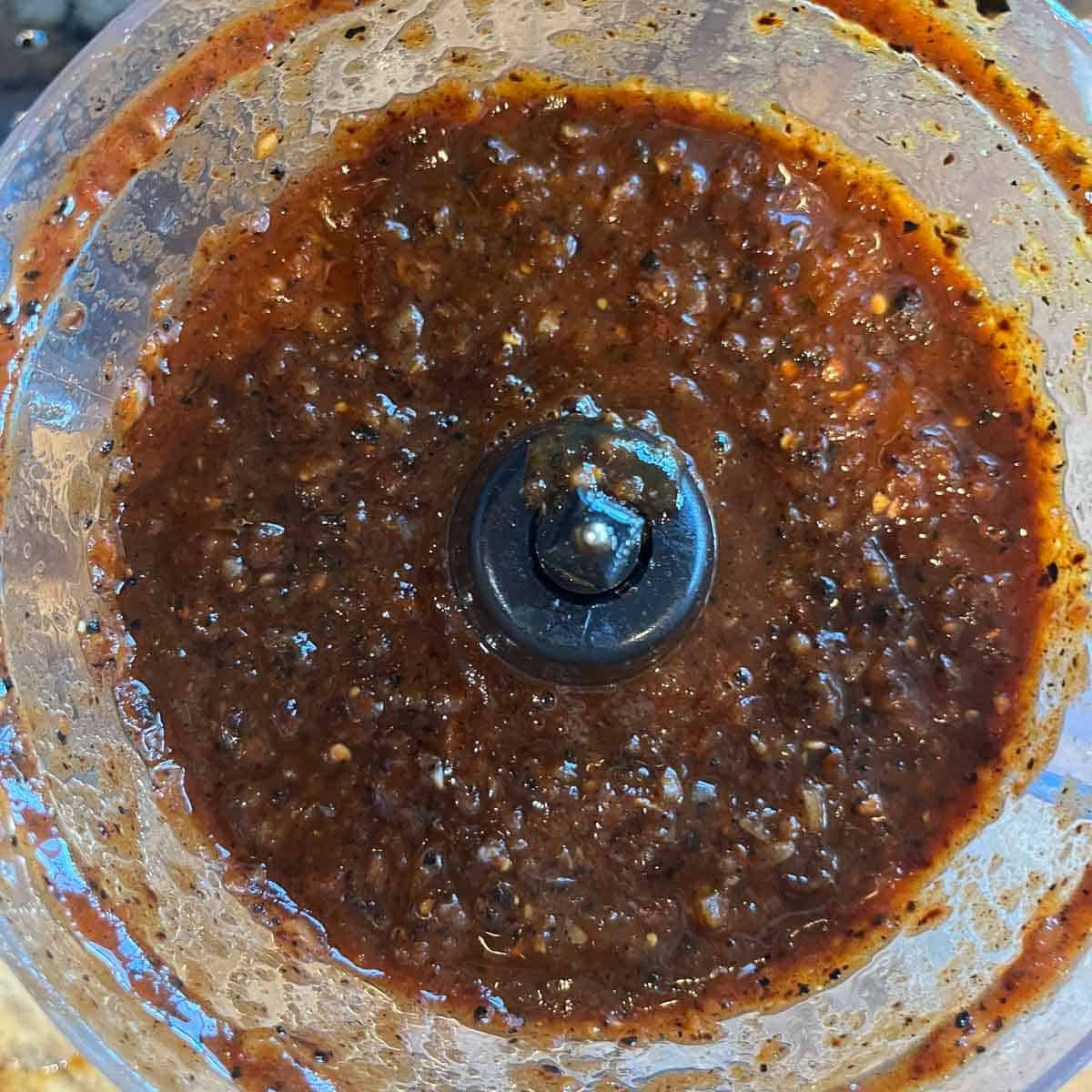 chiles processed in a food processor