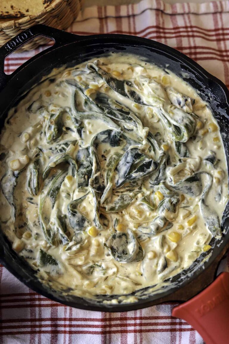 Rajas Con Crema | Creamy Roasted Poblanos | Hilda's Kitchen Blog