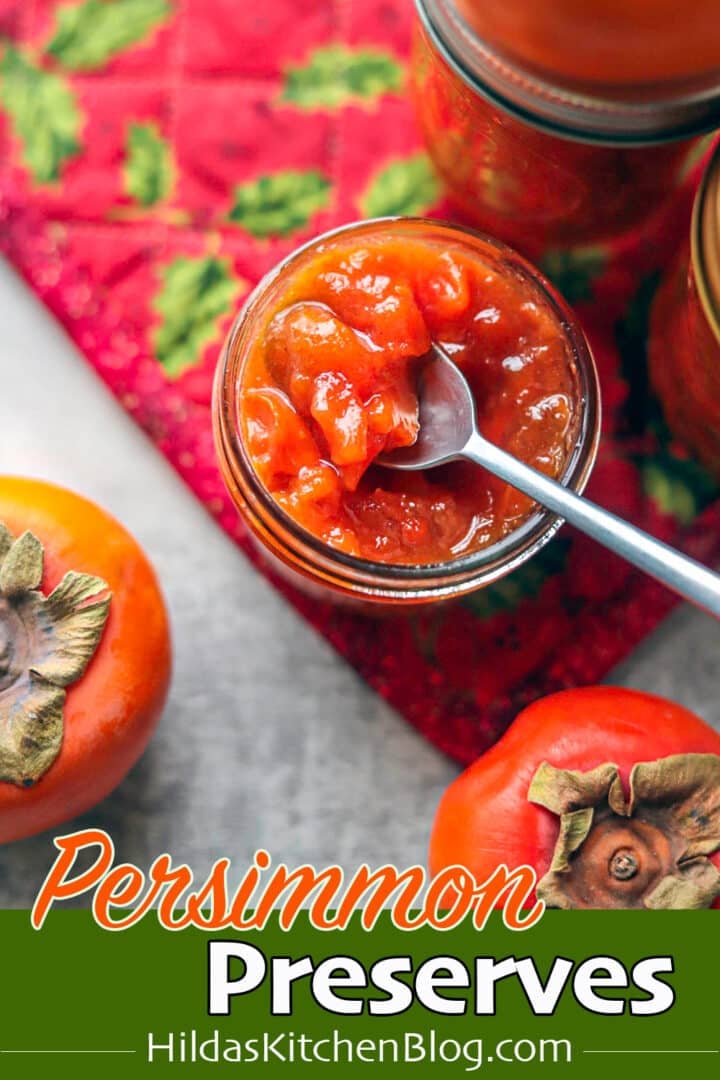 persimmon preserves in a jar