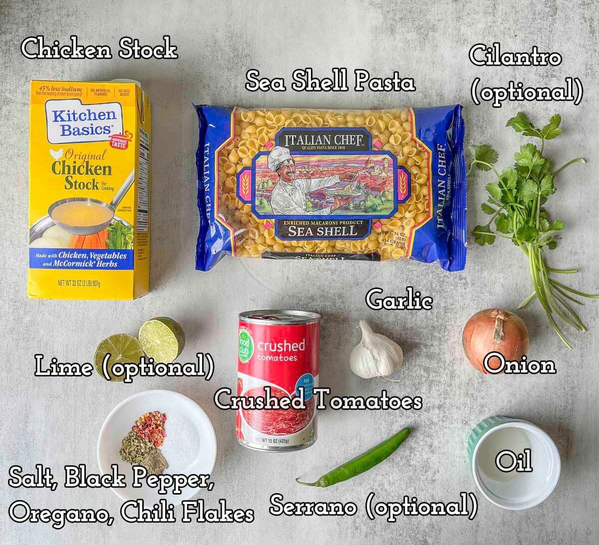 sopita (Mexican soup) ingredients
