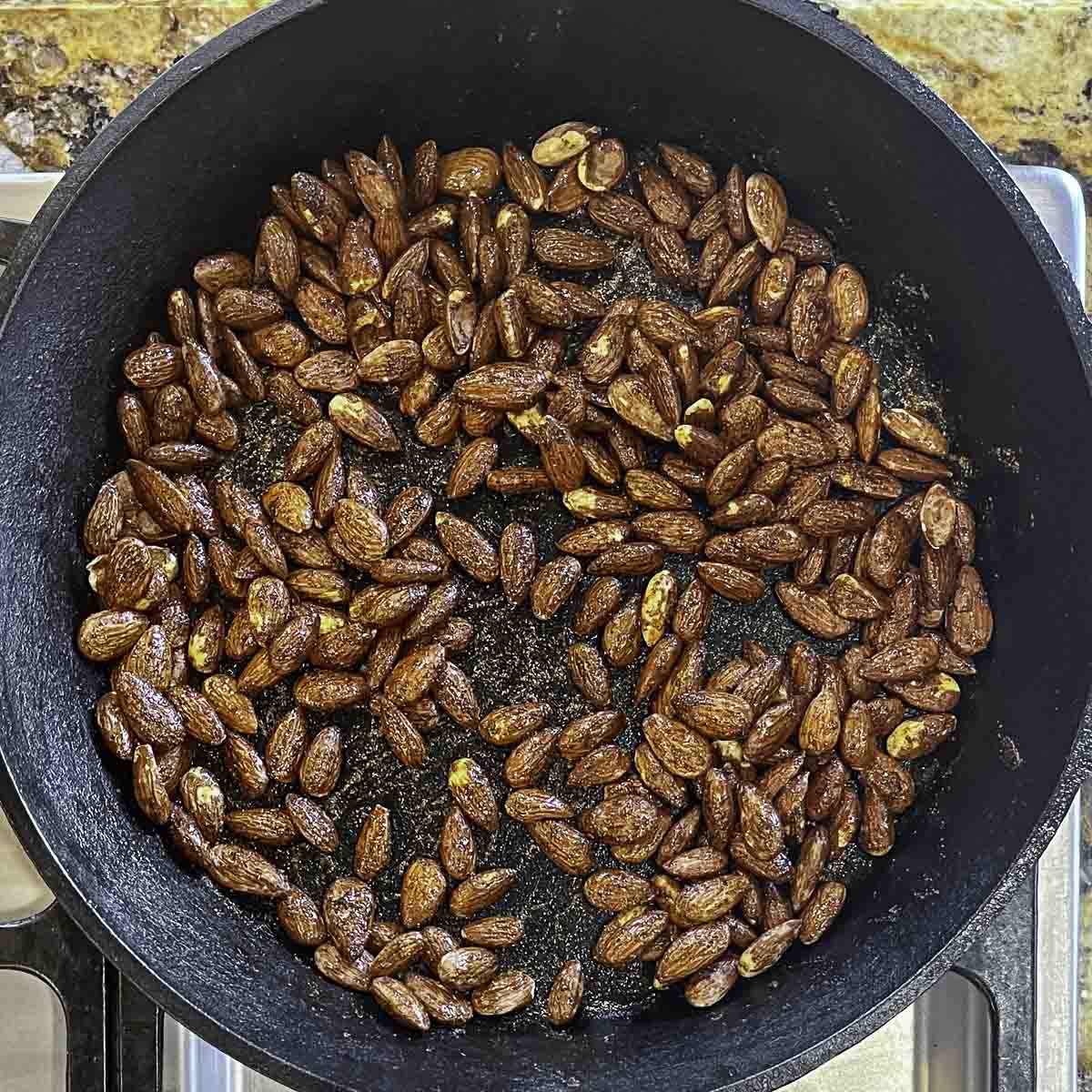 roasted almonds in a pan