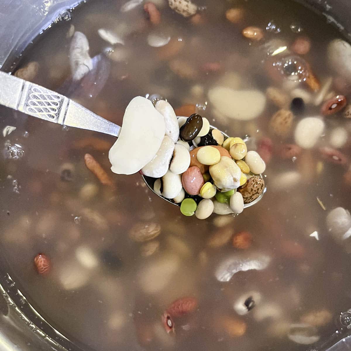 13 bean soup mix soaking in water