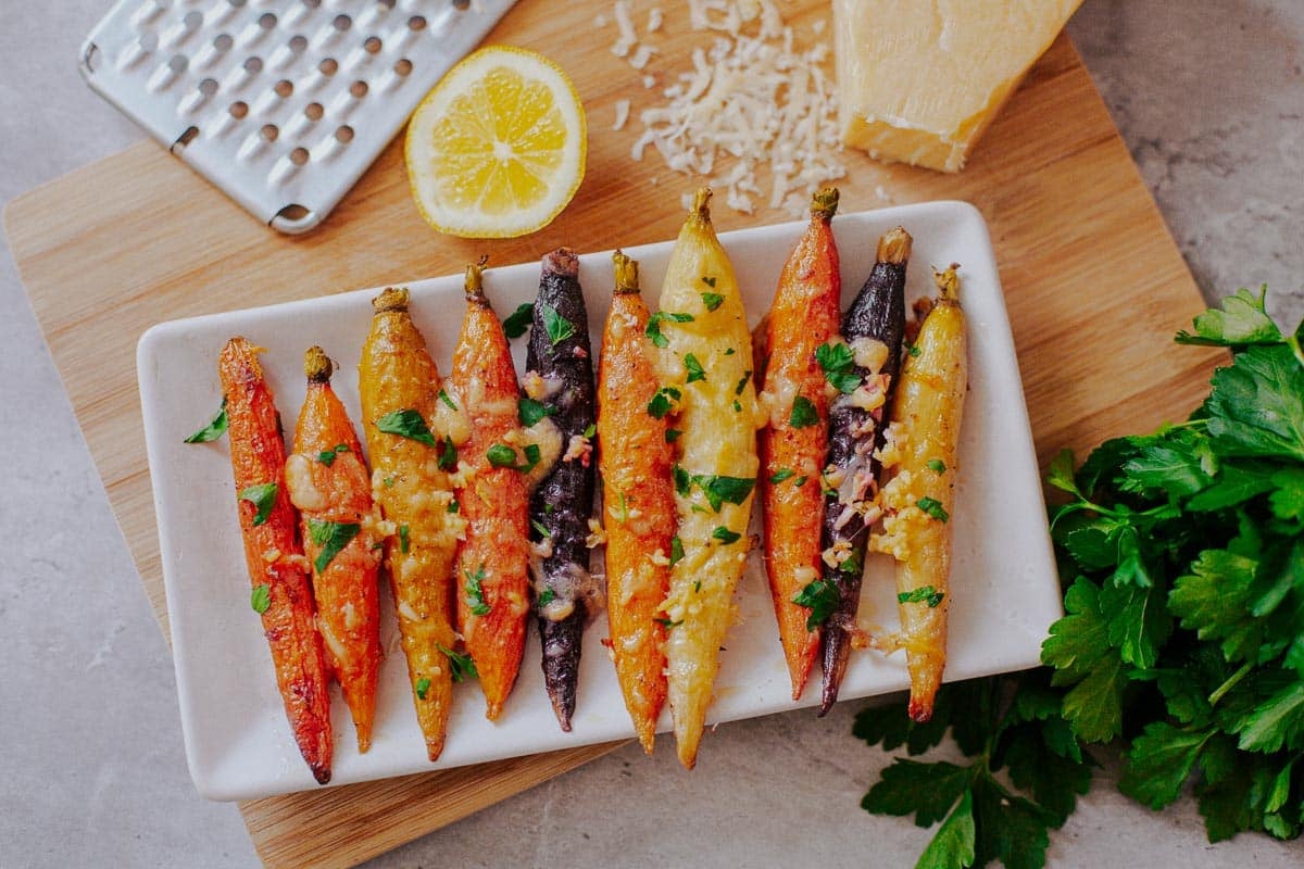 Parmesan Roasted Rainbow Carrots