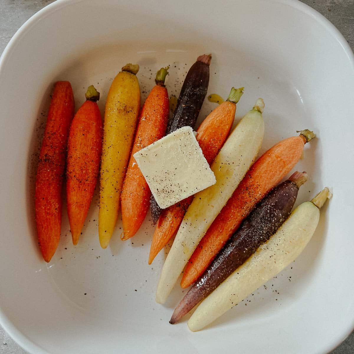 carrots with a pat of butter