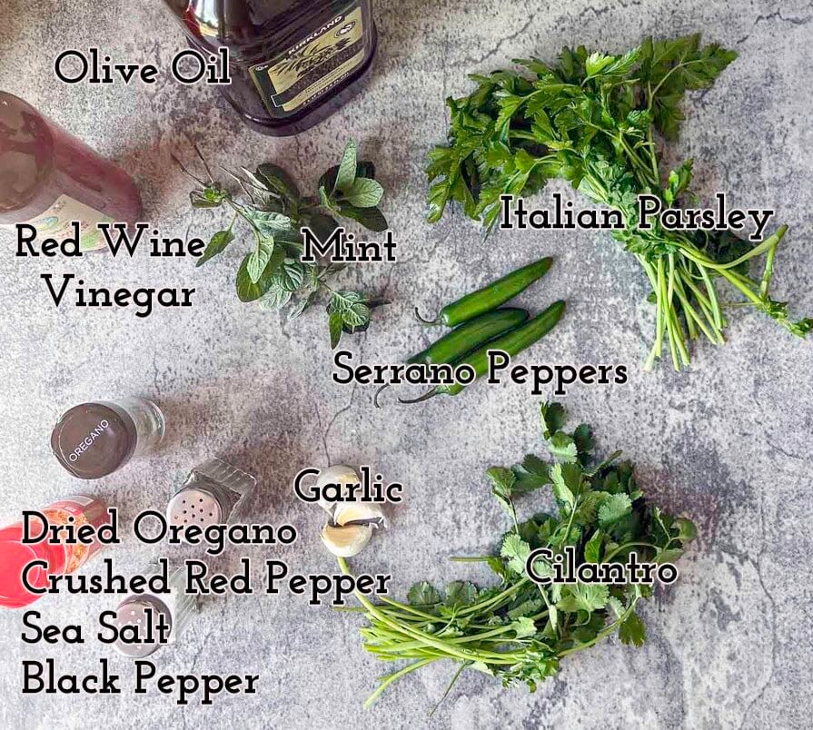 cilantro chimichurri sauce ingredients.