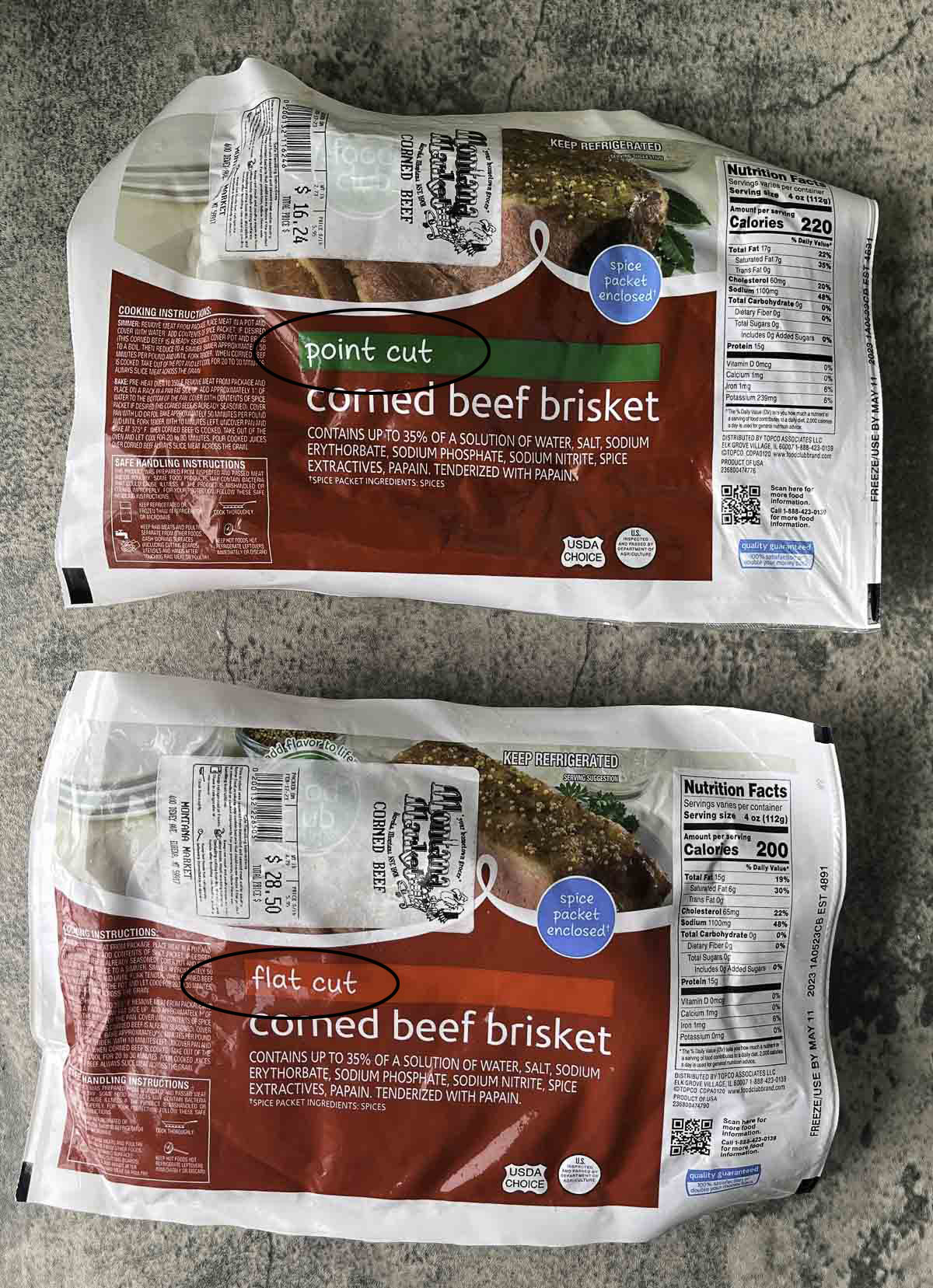 2 pakages of corned beef