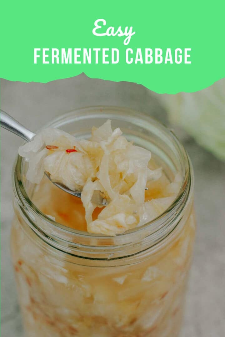 fermented cabbage in a jar