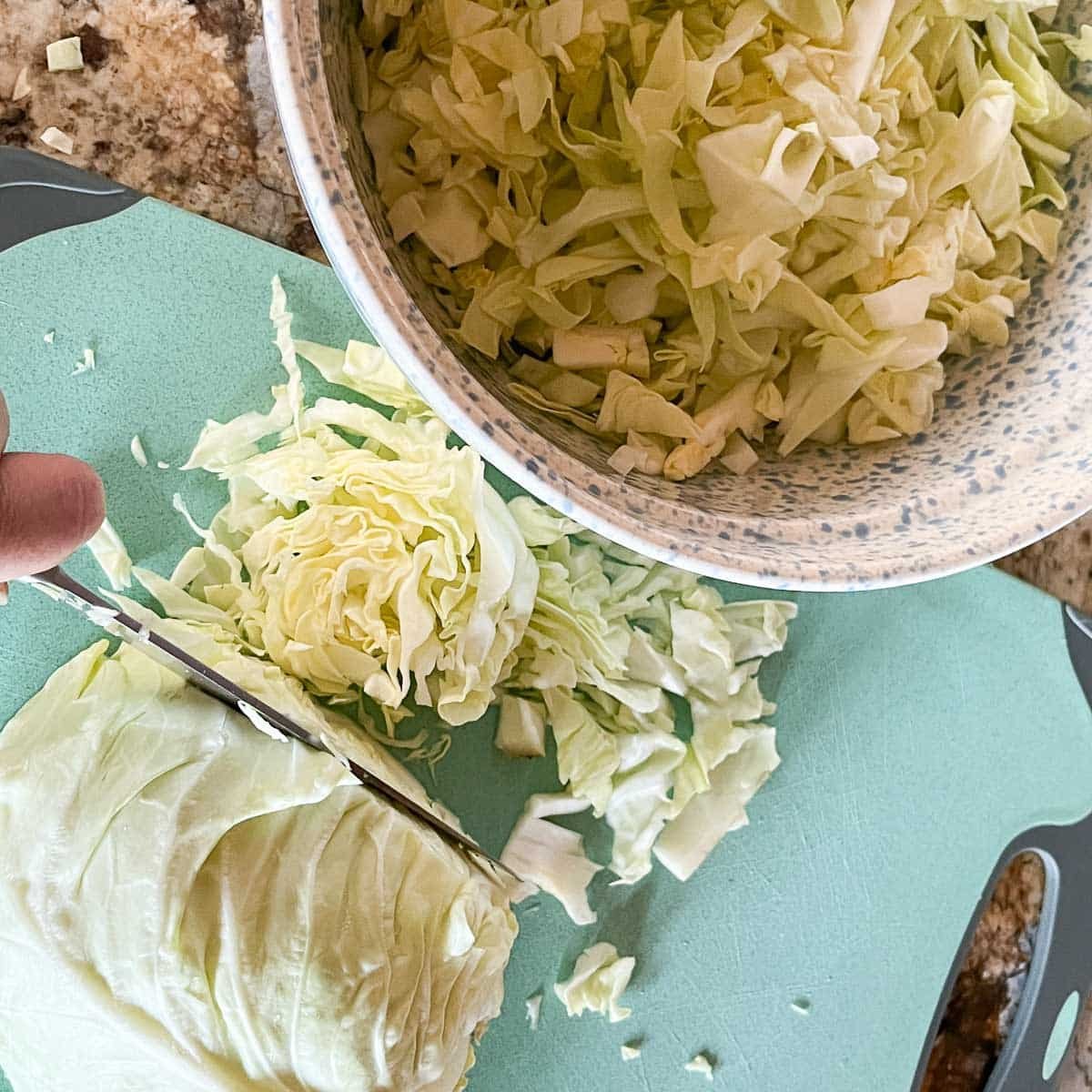 cabbage being chopped