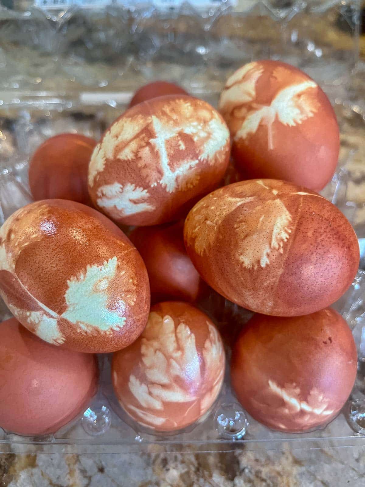 Easter eggs dyed with onion skins