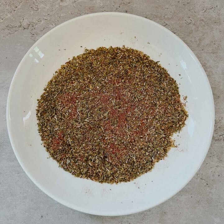 gyro seasoning spices on plate mixed