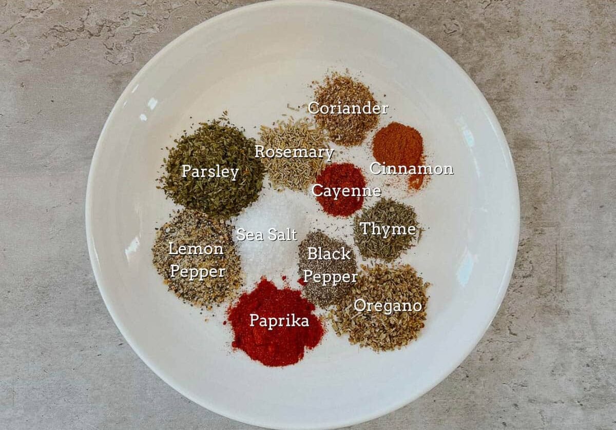 labeled gyros seasoning on plate