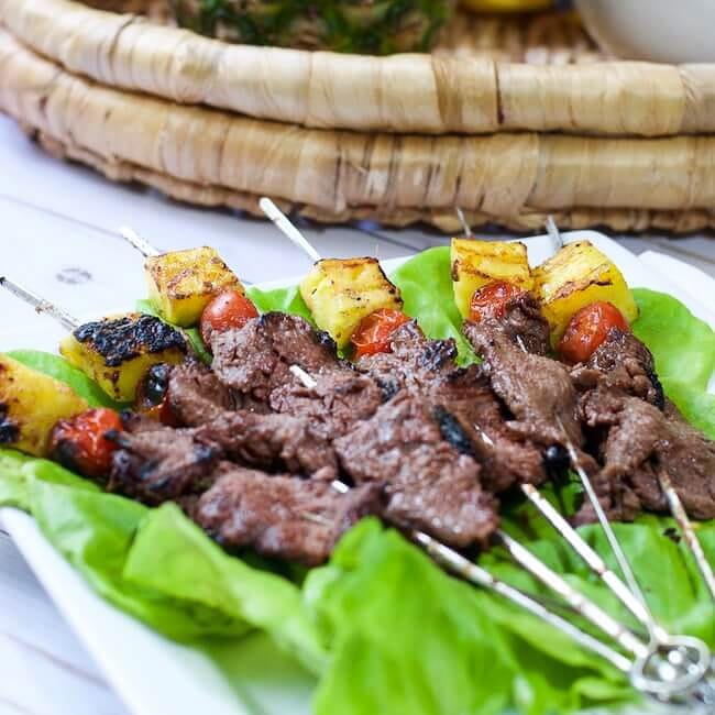 Hawaiian steak skewers