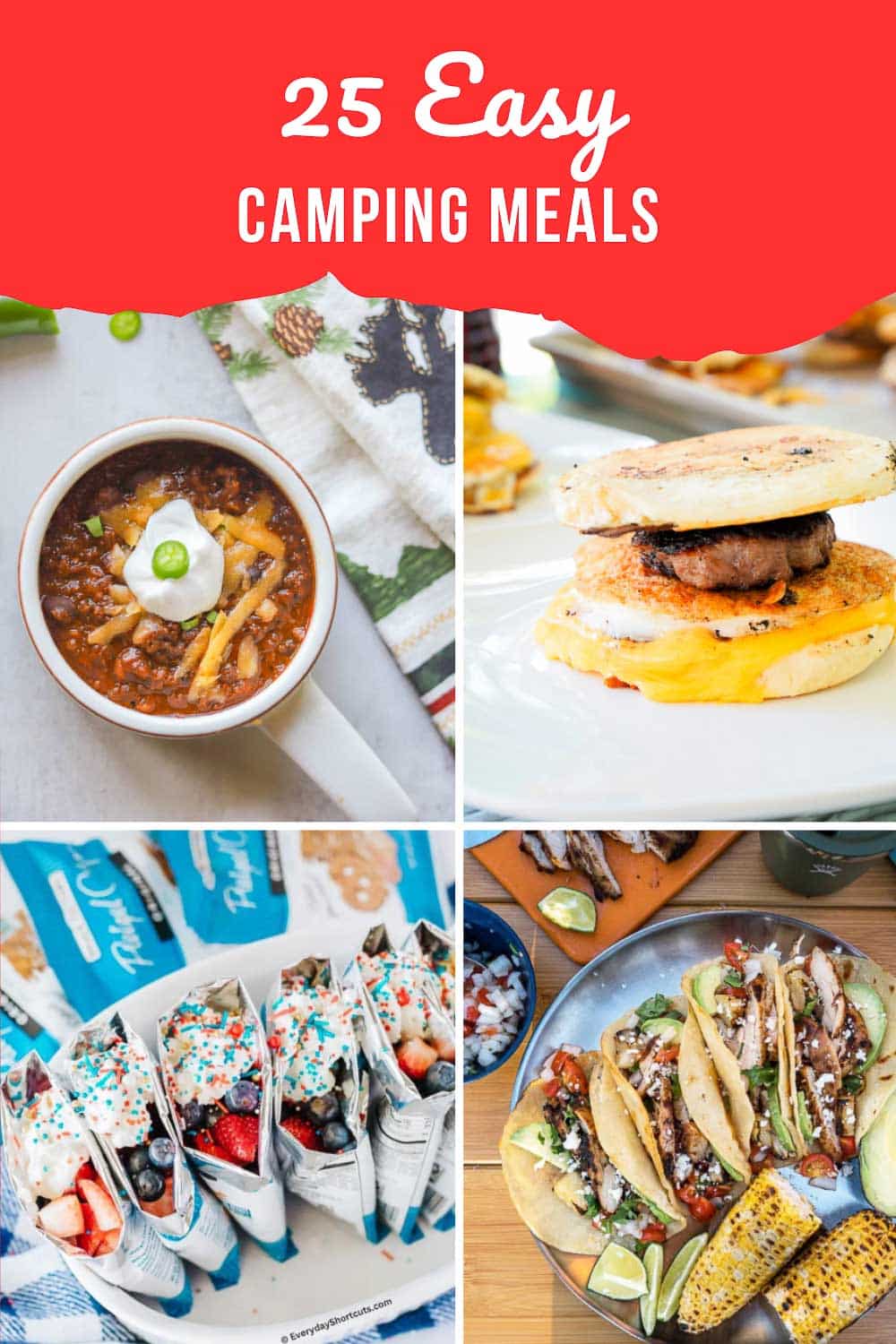 collage of easy camping meals