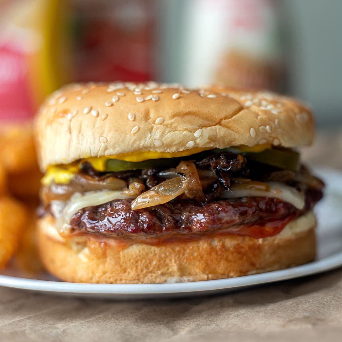 smoked cheeseburger and fries