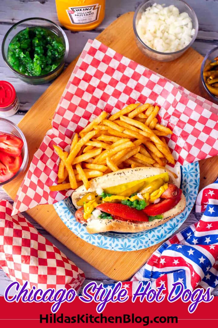 chicago style dog with fries and fixings