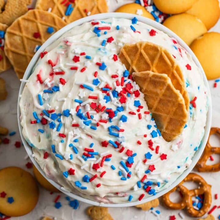 red white and blue funfetti dip