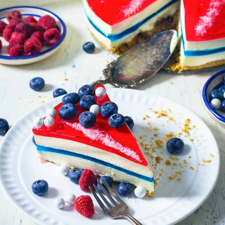 No-Bake Red White & Blue Jello Cheesecake 