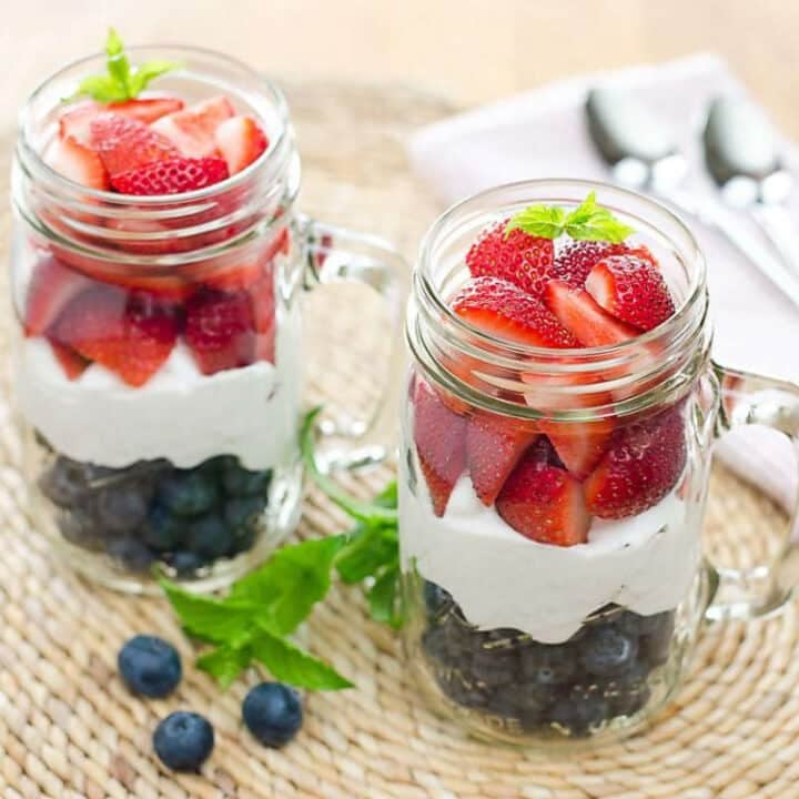 red white and blue berries and cream