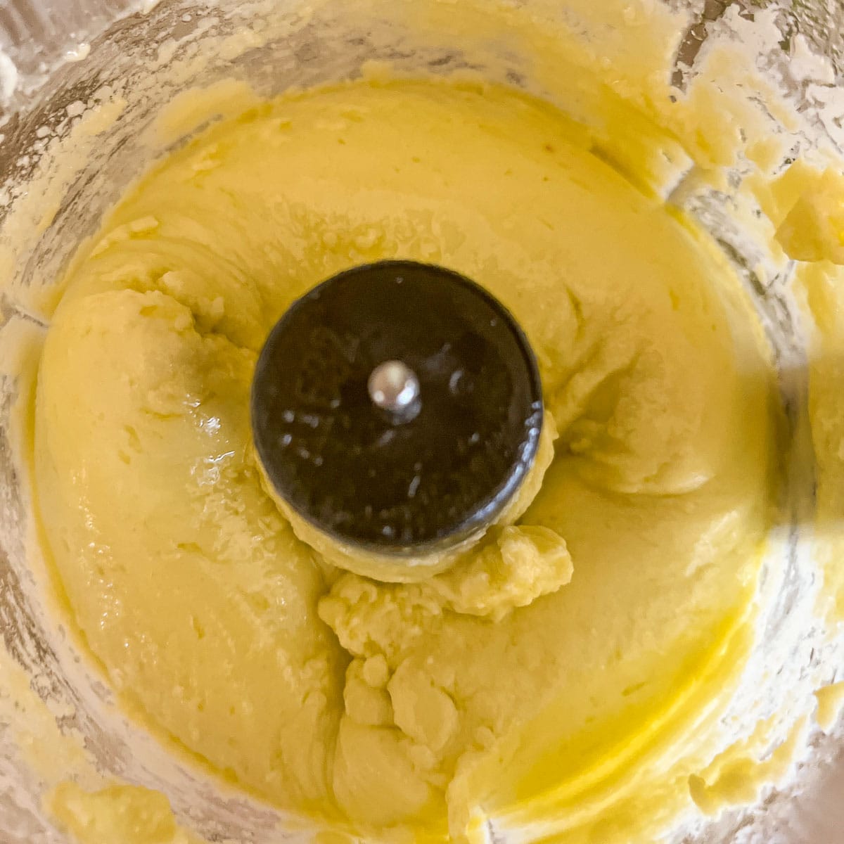 yellow toum in a blender