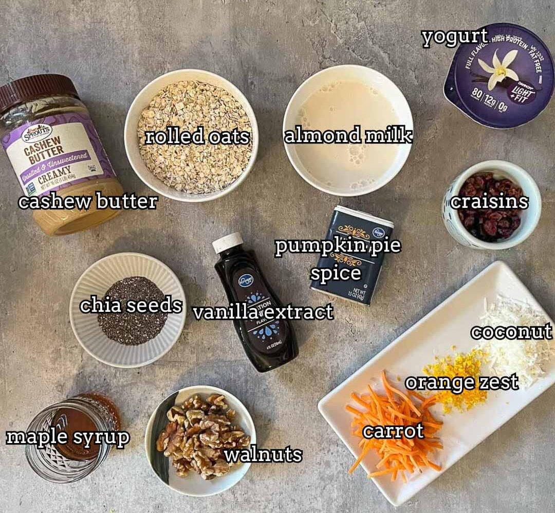 carrot cake overnight oats ingredients