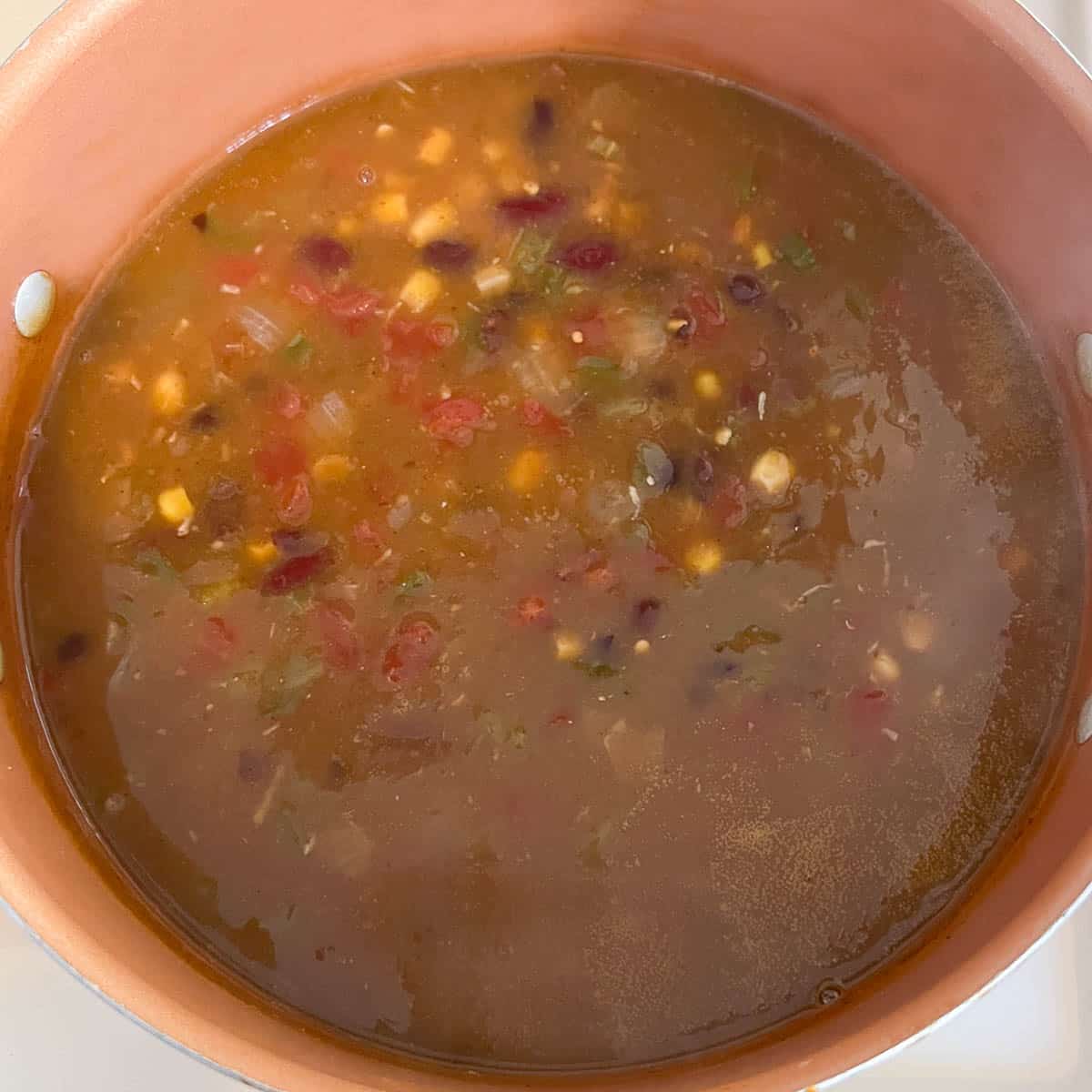 Mexican bean soup after simmering 