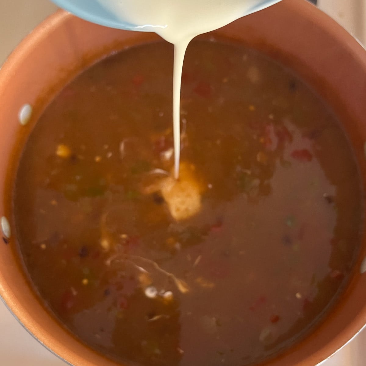 heavy cream added to Mexican bean soup