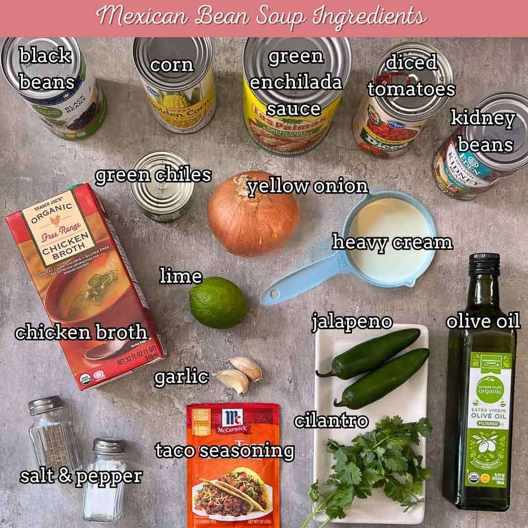 Mexican bean soup ingredients