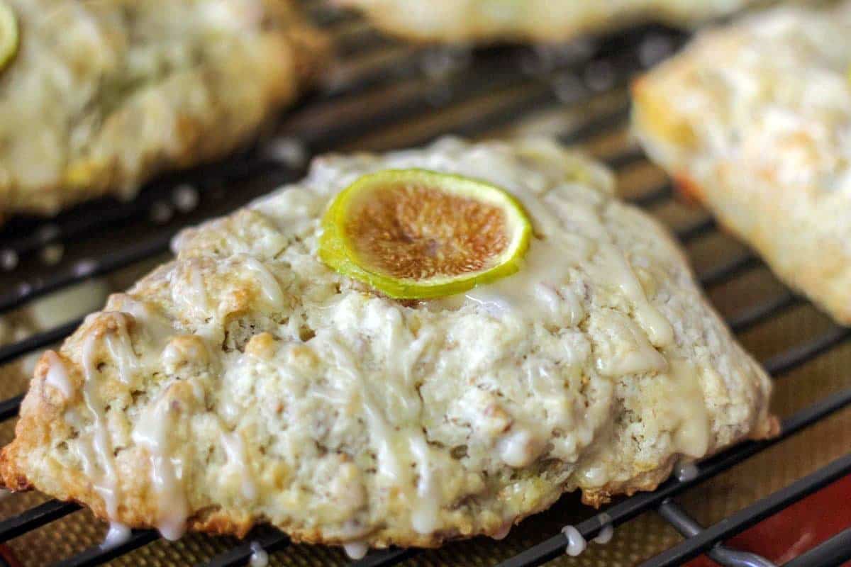 fig scone on a cooling rack