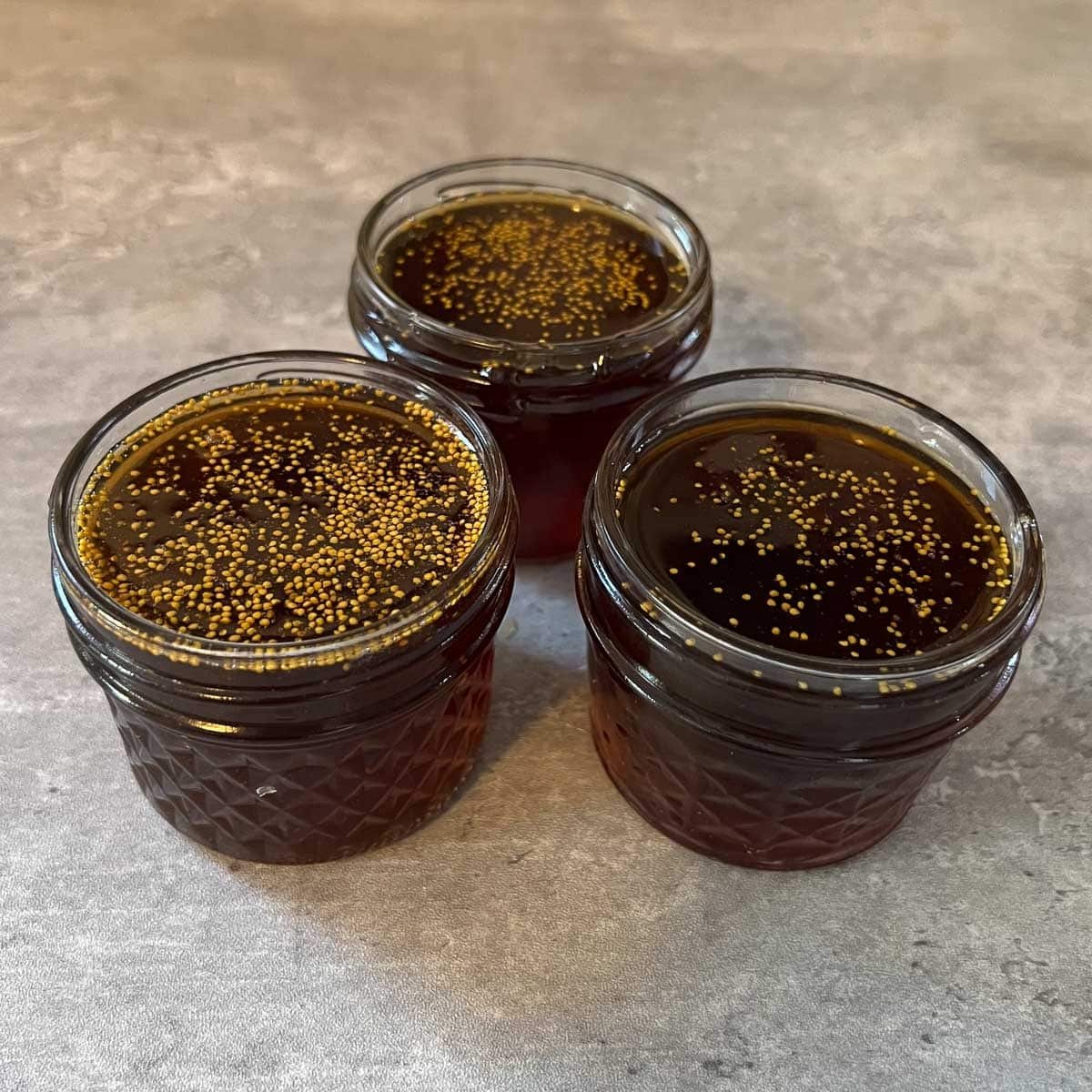 fig syurp in three 4 oz mason jars 