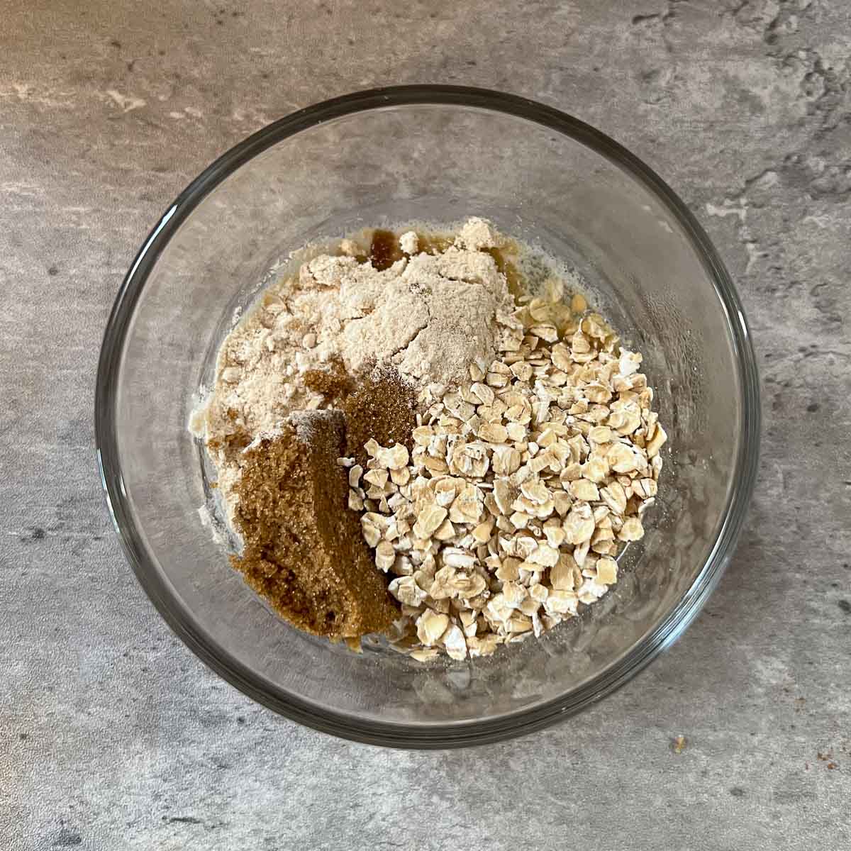 crisp mixture ingredients in glass bowl