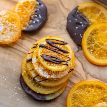 candied orange slices drizzled with chocolate