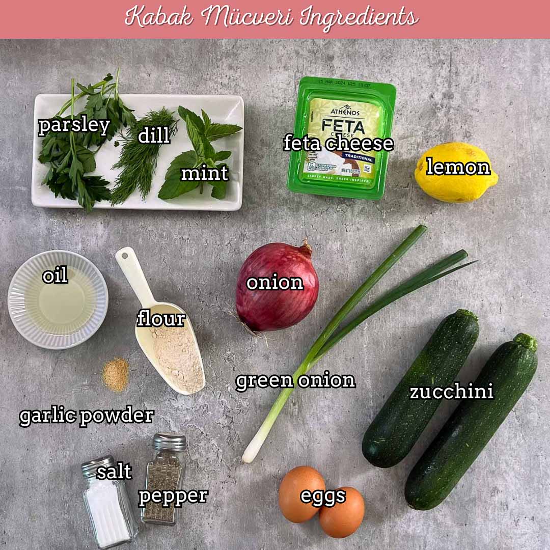 kabak mucveri (Turkish zucchini fritters) ingredients