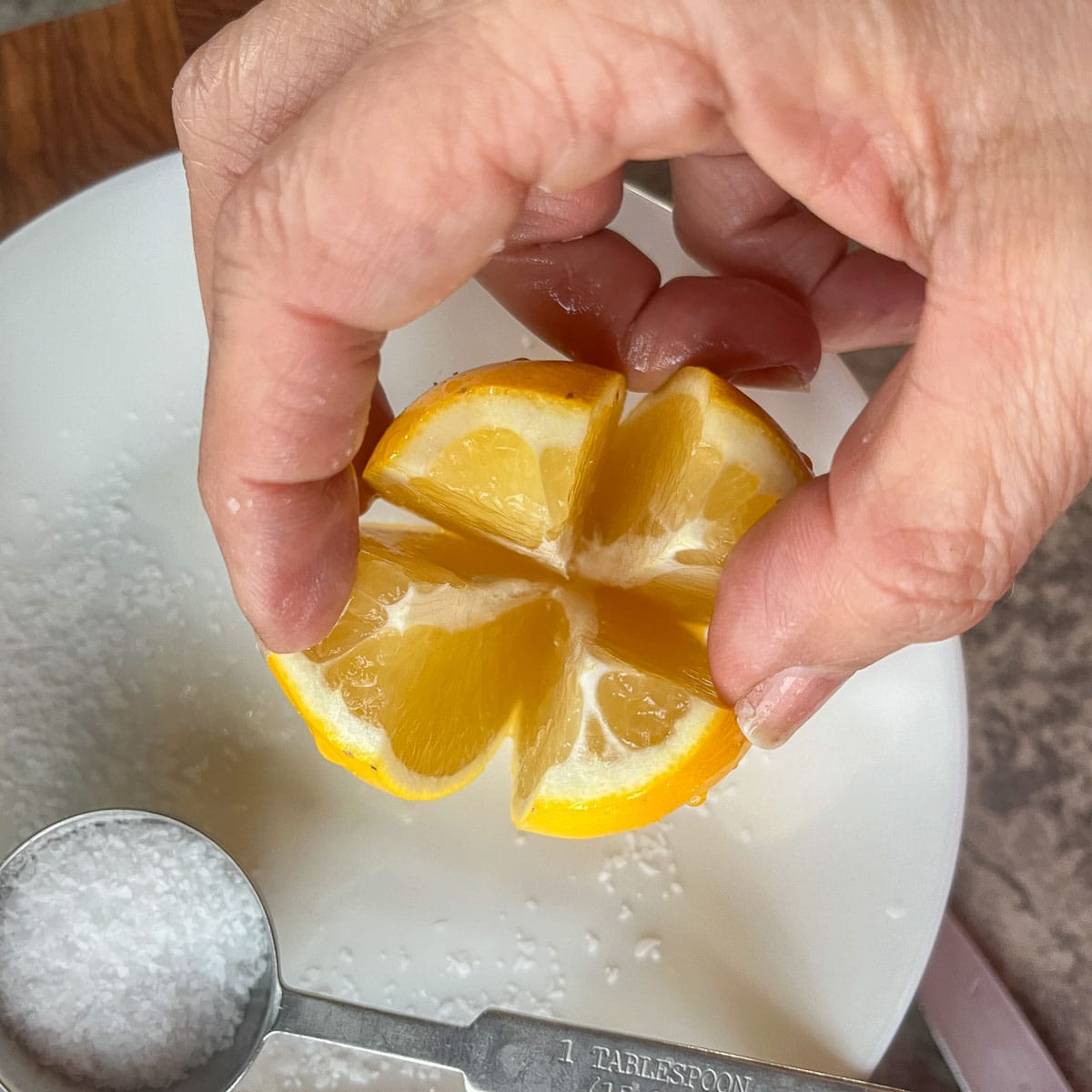lemon sliced in quarters