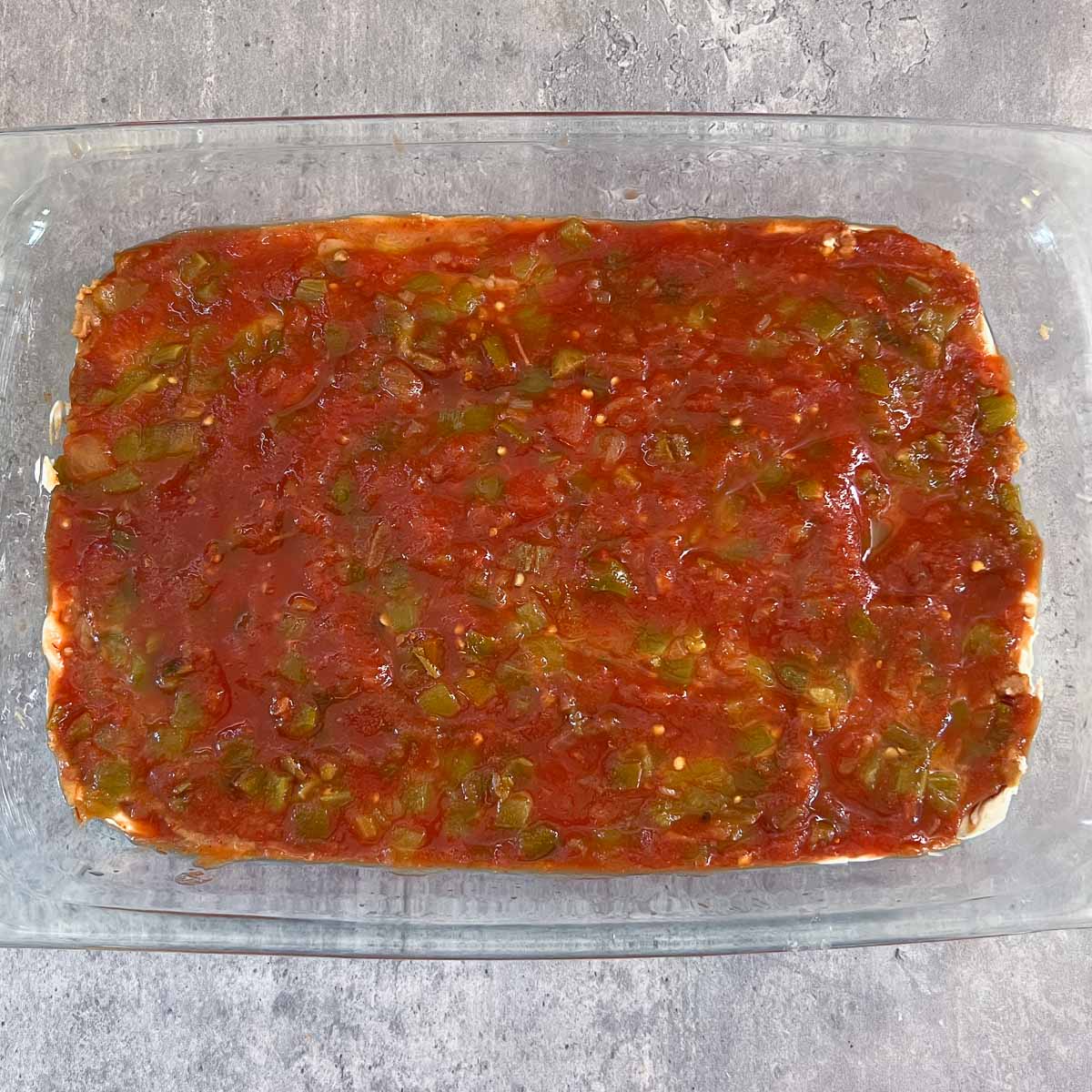 salsa layer of Mexican bean dip