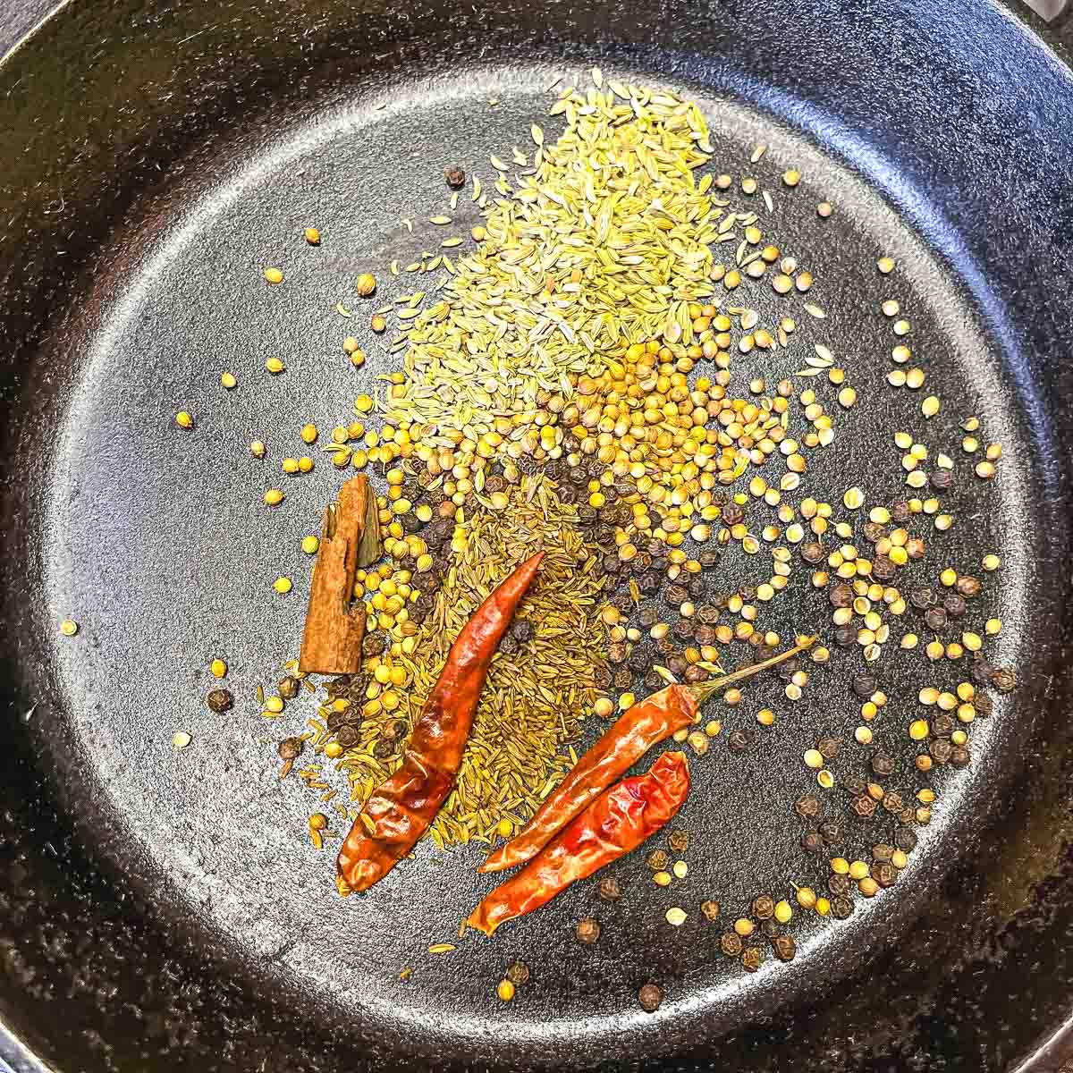 spices toasting in pan