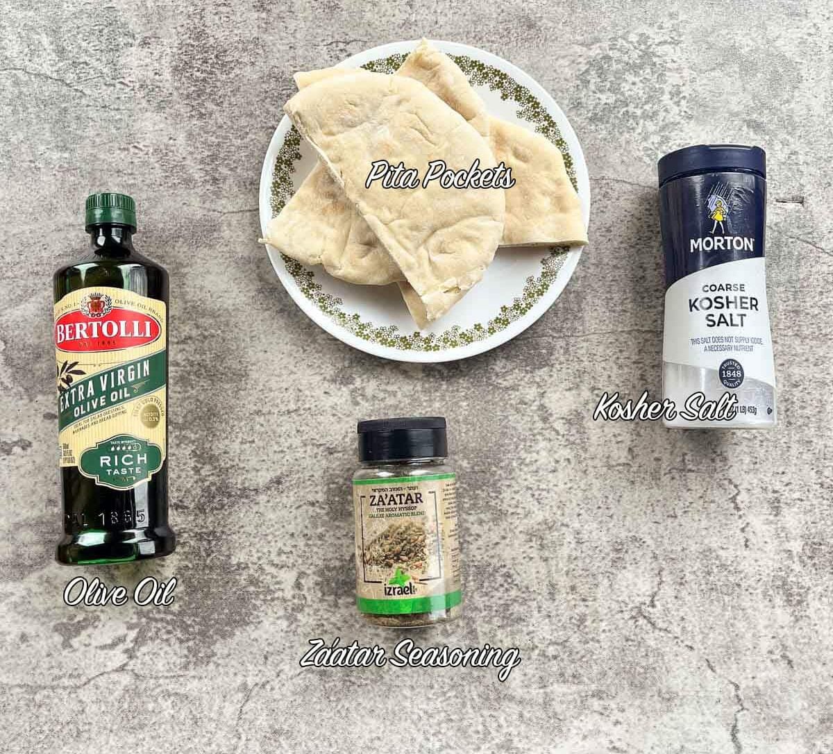 baked pita chips recipe ingredients.