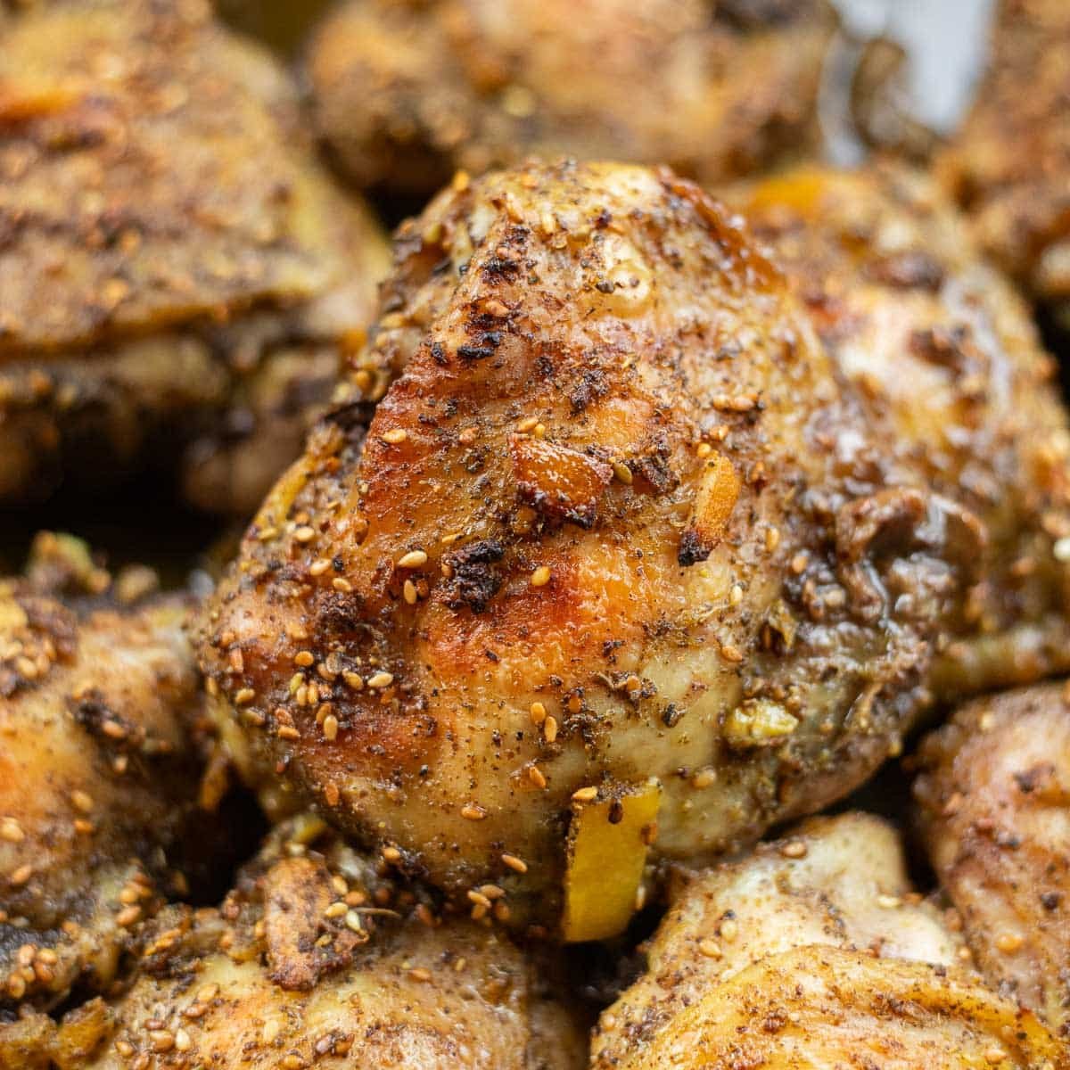 close up of za'atar chicekn