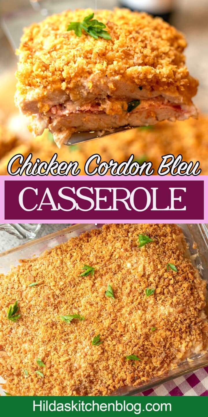 chicken cordon bleu casserole pin