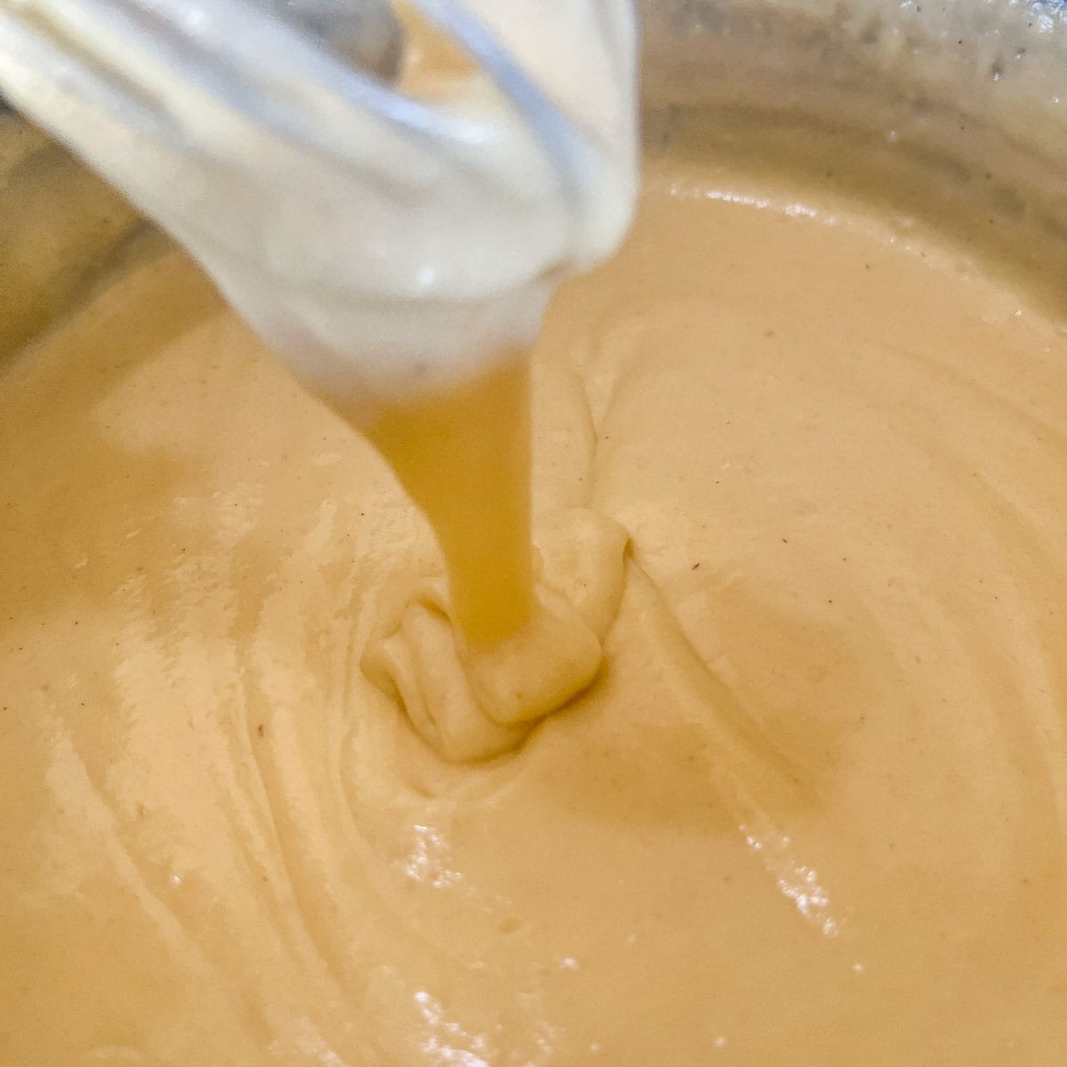 béchamel sauce in a pot.