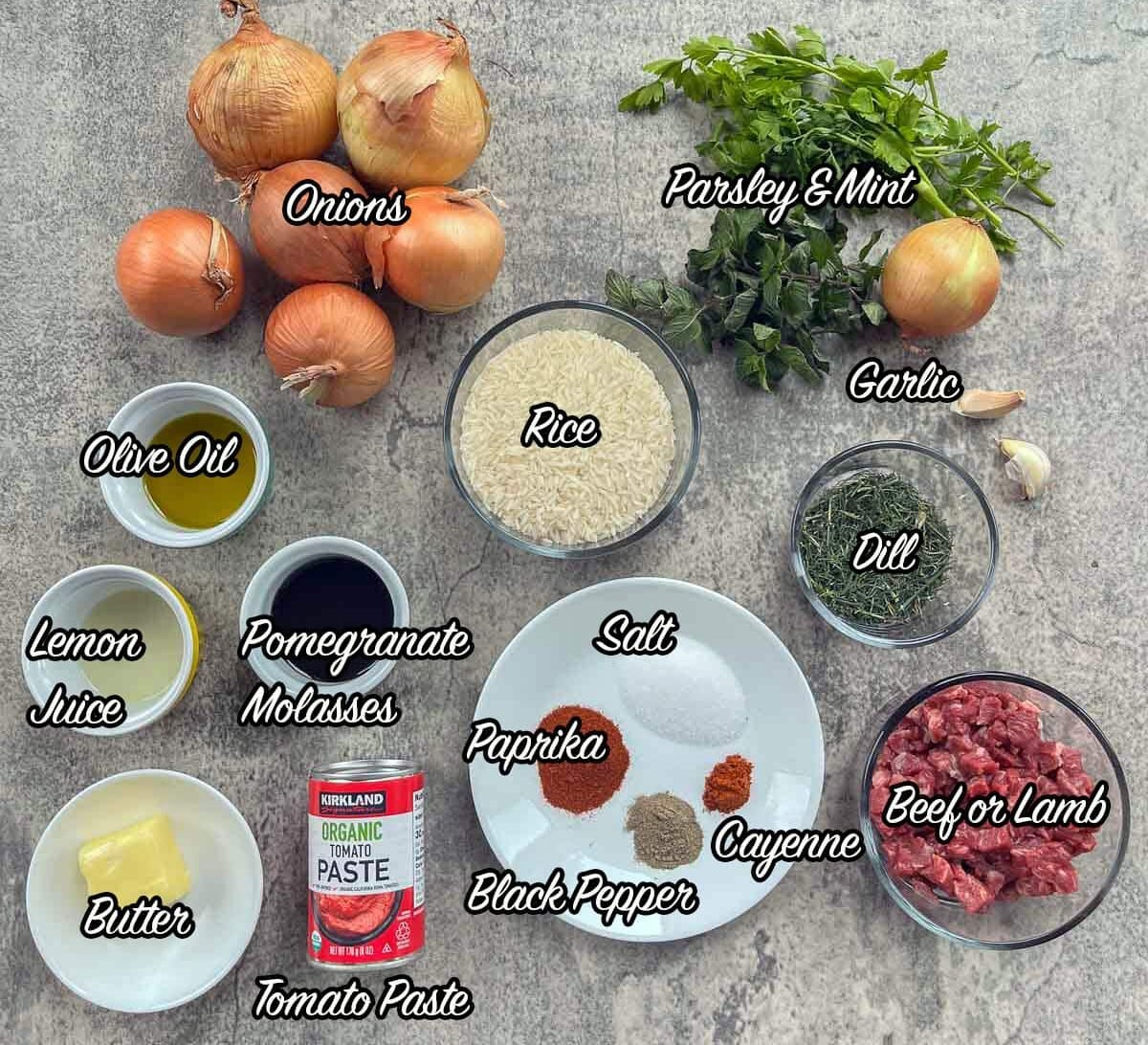 stuffed onions (sogan dolma) ingredients