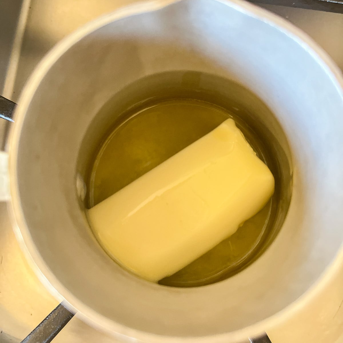 butter melting in a small saucepan.