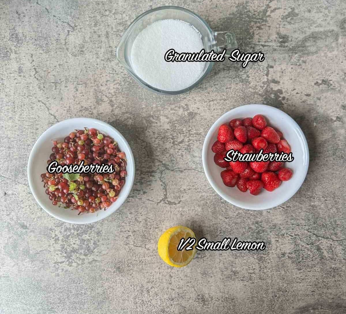 gooseberry jam ingredients.